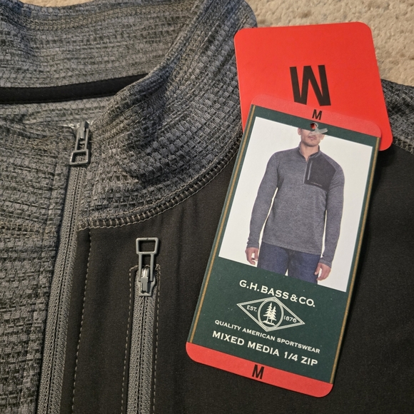 G.H. Bass Men's Quarter Zip Fleece Top Zippered Chest Pocket Size M Medium Gray - Picture 4 of 11